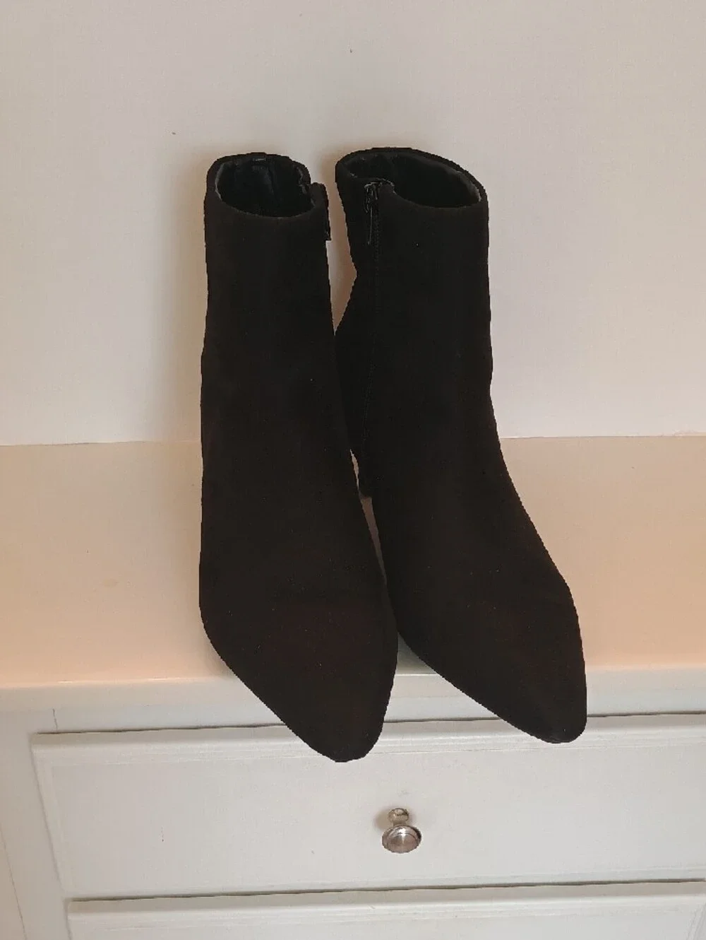 Black Pointed Toe Kitten Heels Ankle Boots Booties